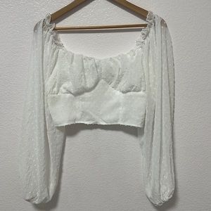 WHITE MESH CROP TOP